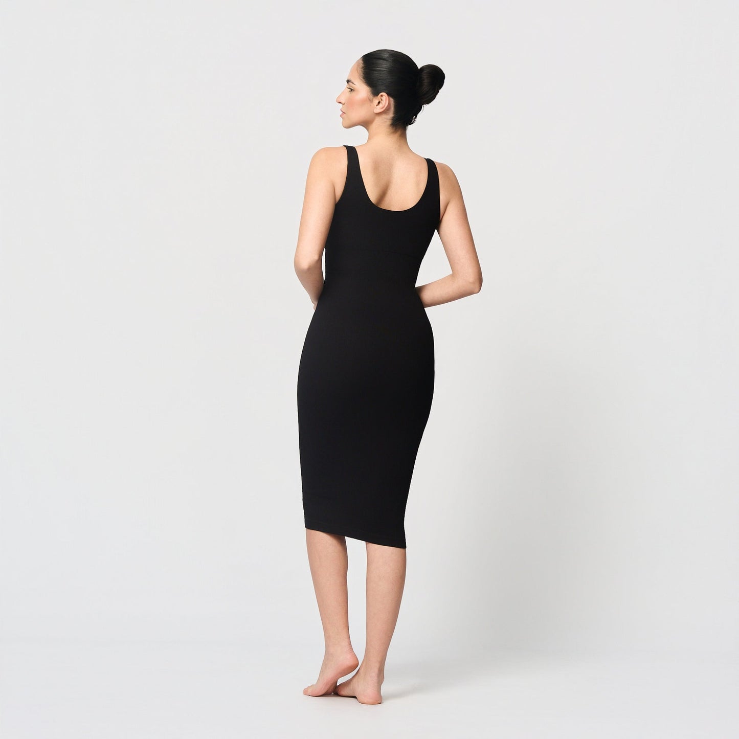 Seamless shaping dress with deep V-neckline