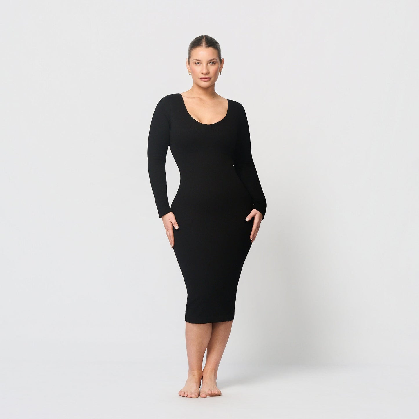 Seamless shaping dress with V-neck