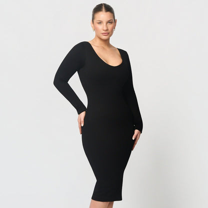 Seamless shaping dress with V-neck