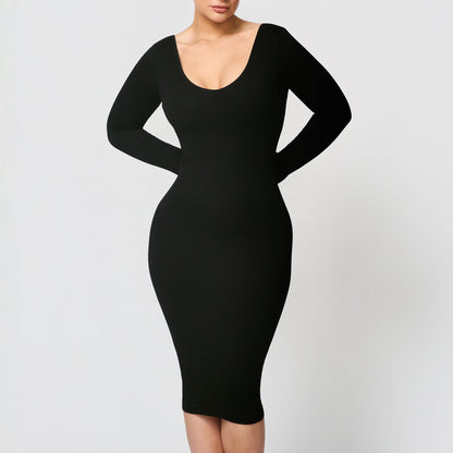 Seamless shaping dress with V-neck