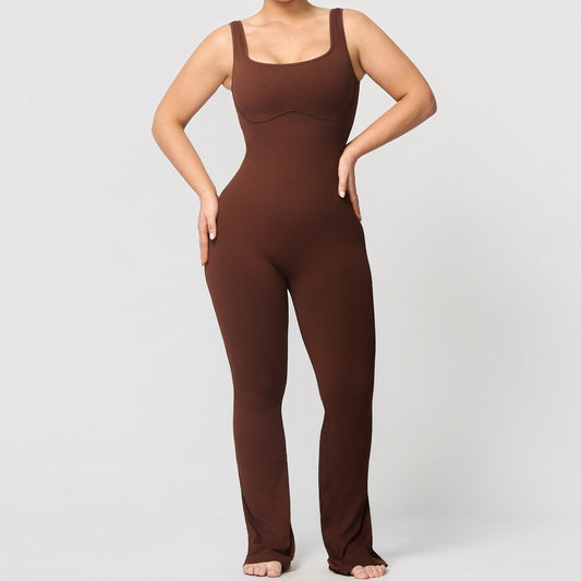 Seamless jumpsuit with flared legs