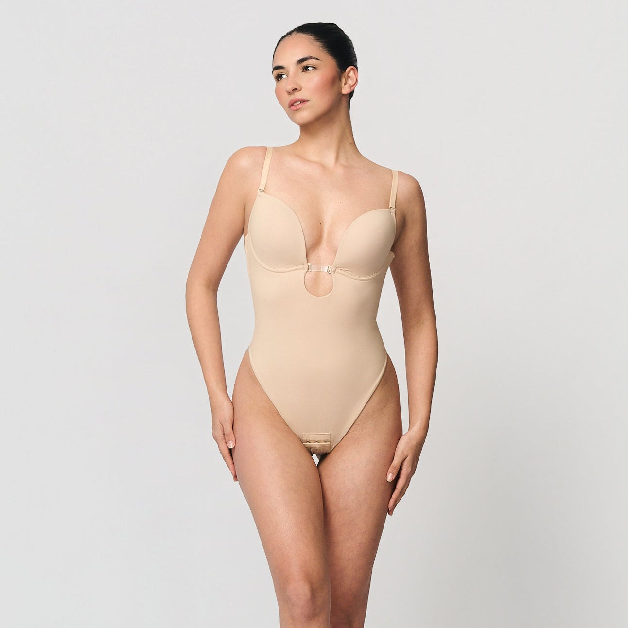 Shaping body with deep neckline