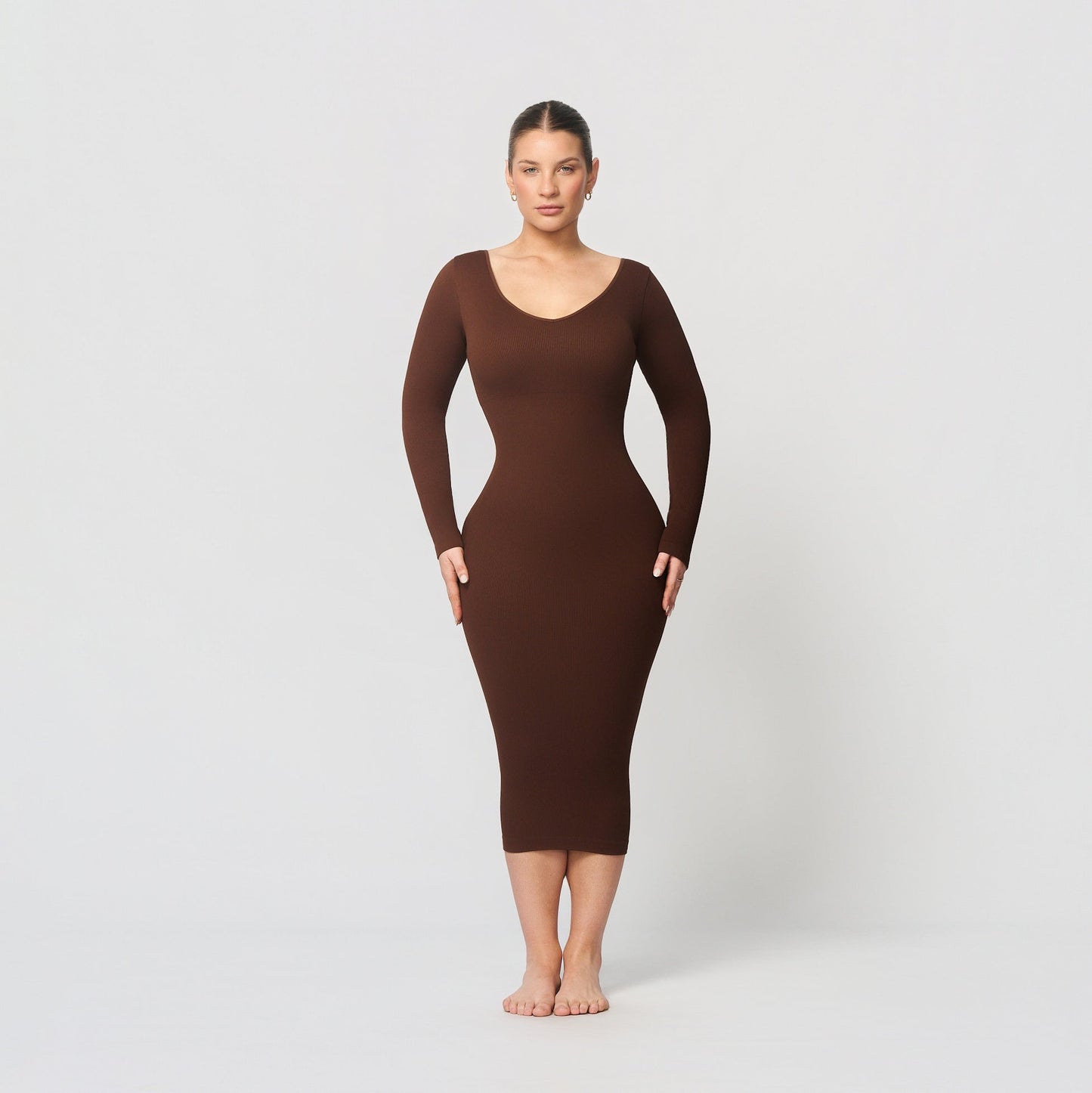 Seamless shaping dress with V-neck