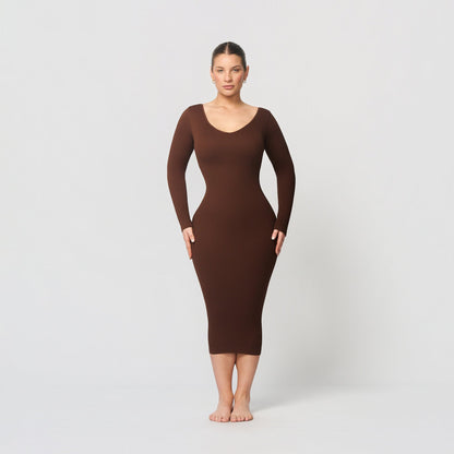 Seamless shaping dress with V-neck