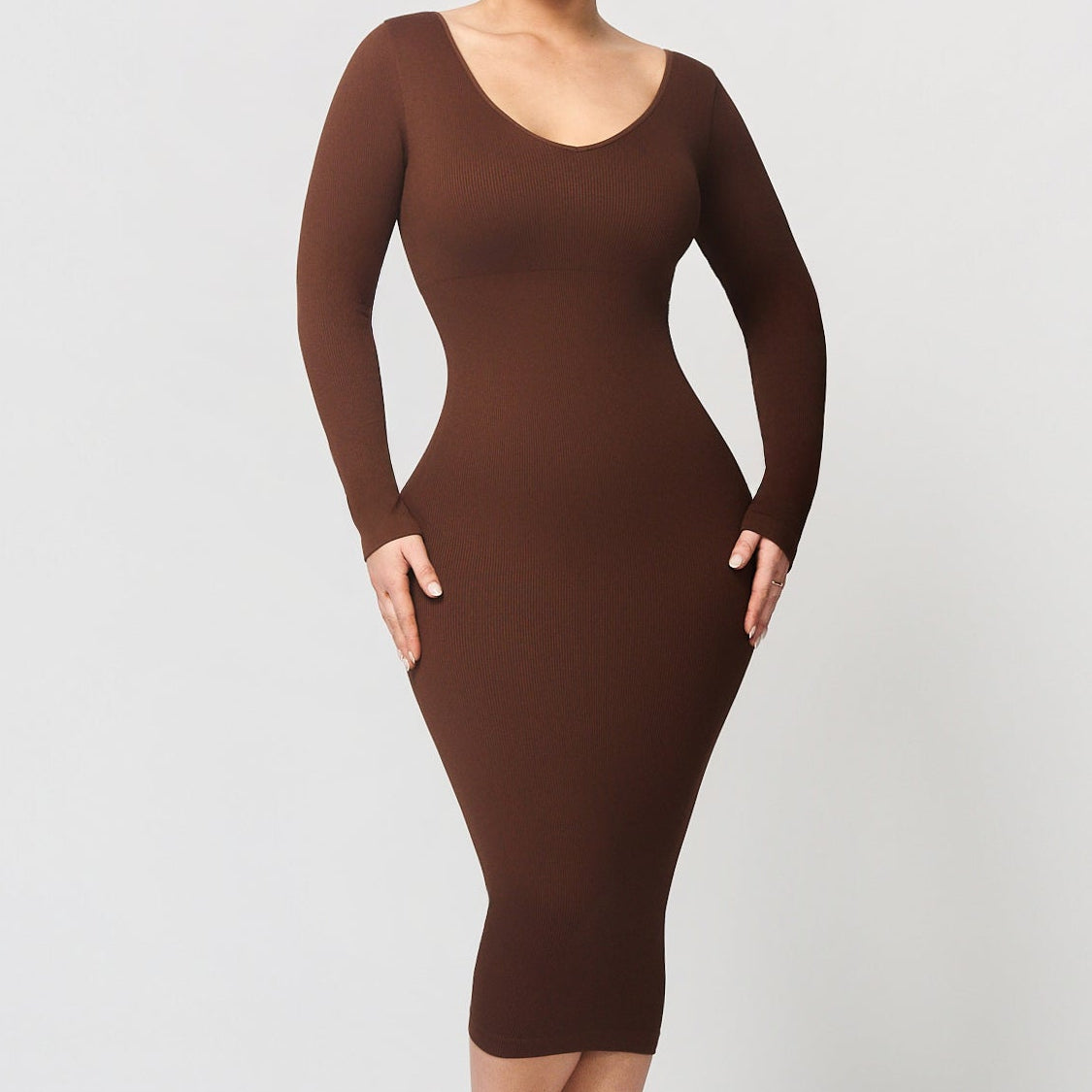 Seamless shaping dress with V-neck