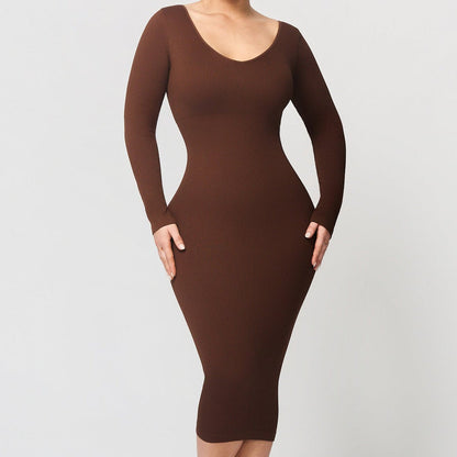 Seamless shaping dress with V-neck