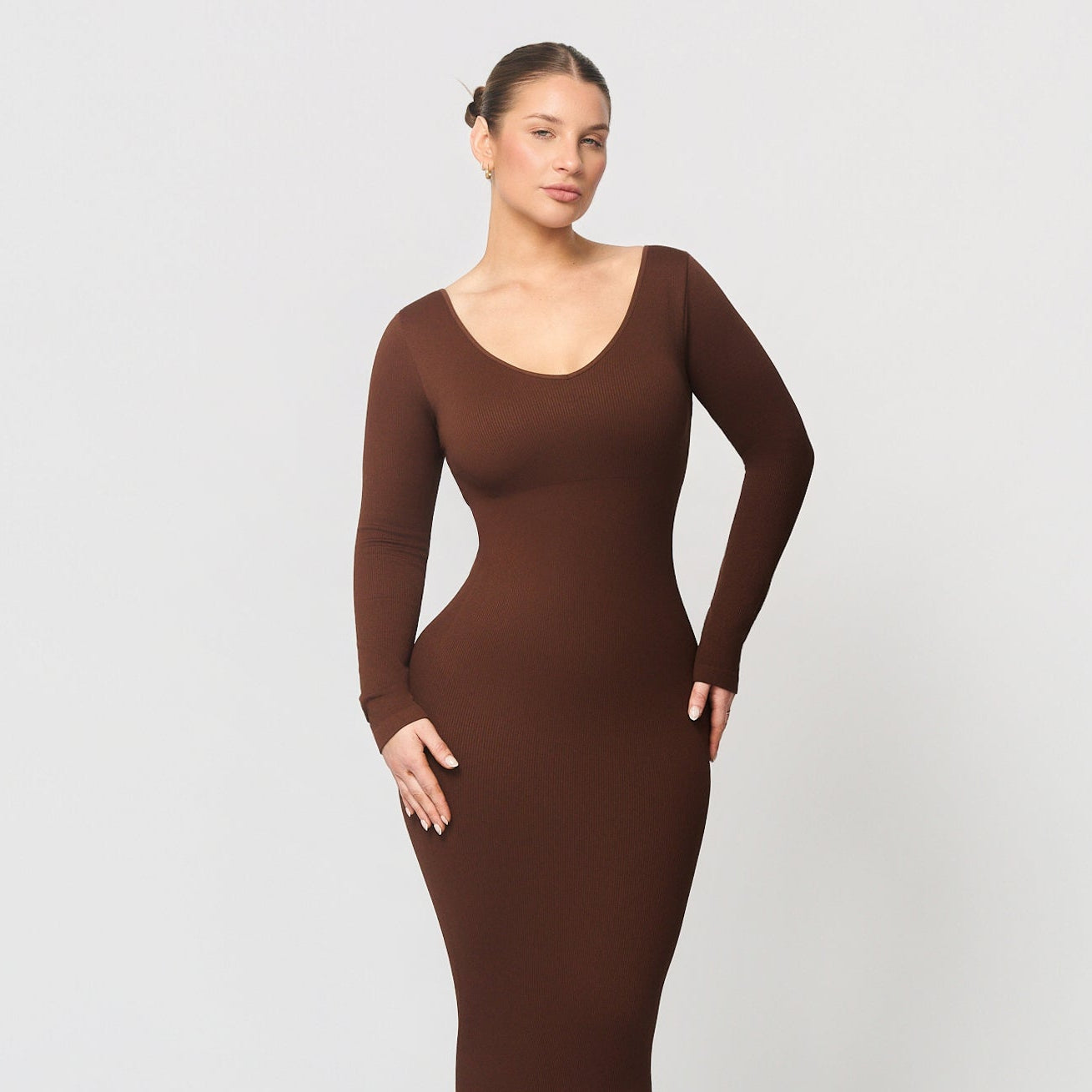 Seamless shaping dress with V-neck