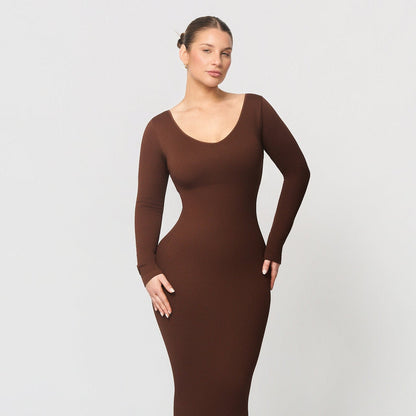 Seamless shaping dress with V-neck