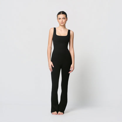 Seamless jumpsuit with flared legs