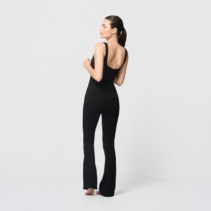 Seamless jumpsuit with flared legs