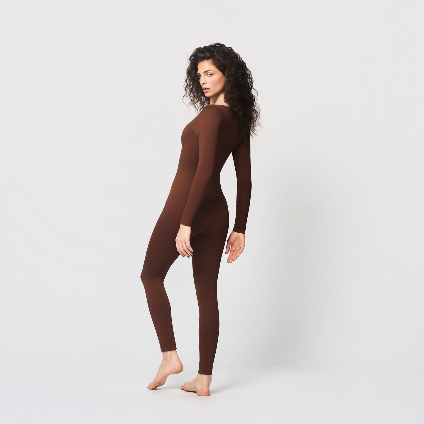 Shaping jumpsuit with V-neckline