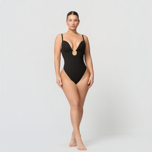 Shaping body with deep neckline