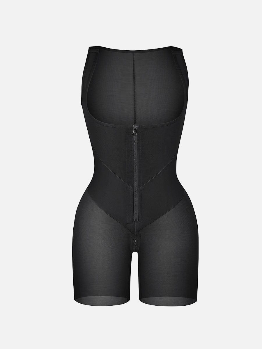 Shaping body with zipper