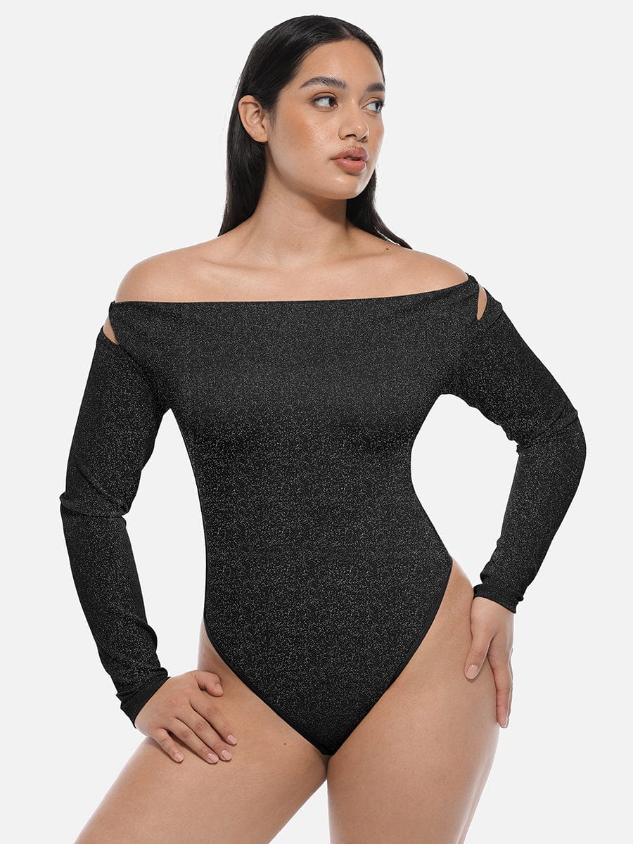 Shaping body with draped neckline