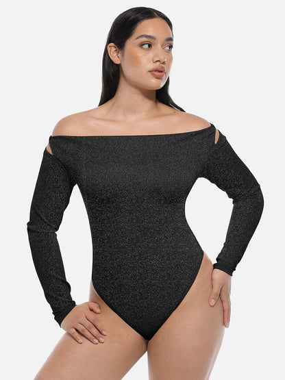 Shaping body with draped neckline