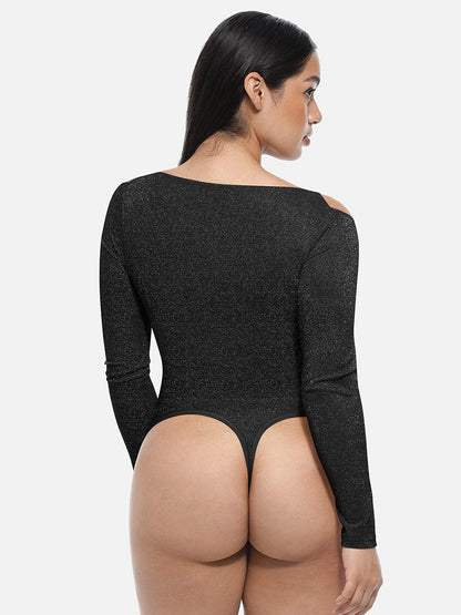 Shaping body with draped neckline
