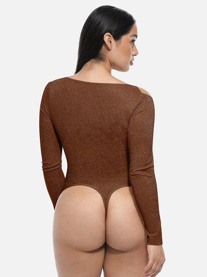 Shaping body with draped neckline