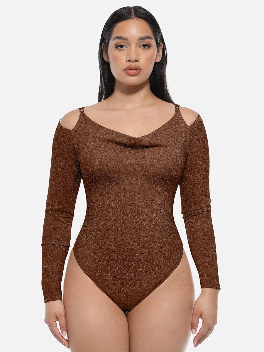 Shaping body with draped neckline