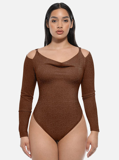 Shaping body with draped neckline