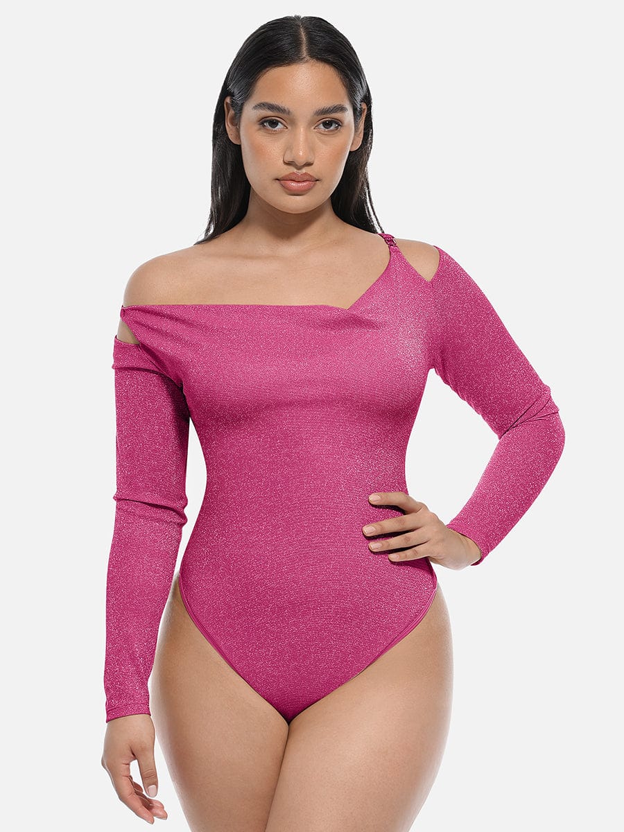 Shaping body with draped neckline