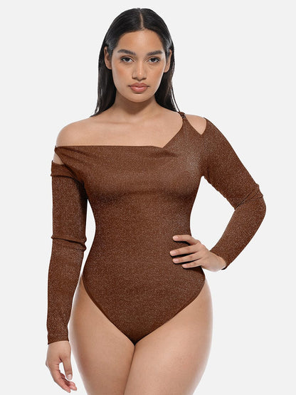 Shaping body with draped neckline