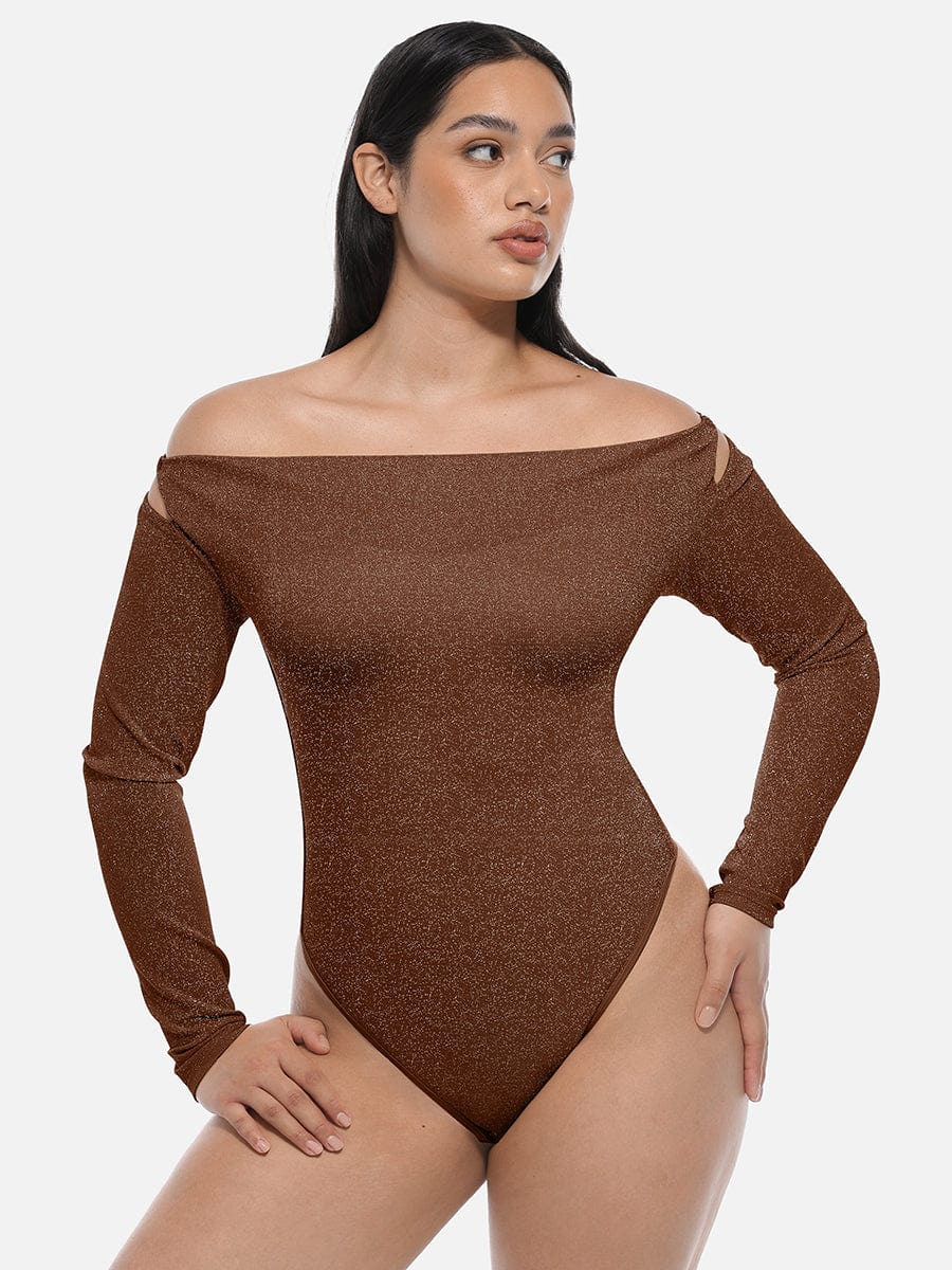 Shaping body with draped neckline