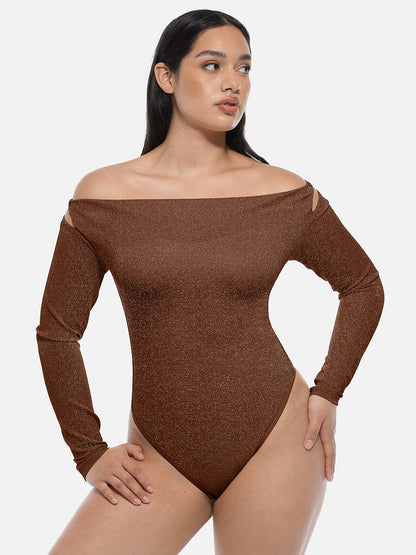 Shaping body with draped neckline