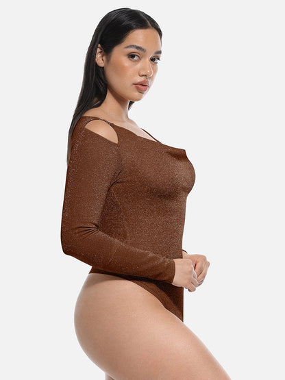 Shaping body with draped neckline