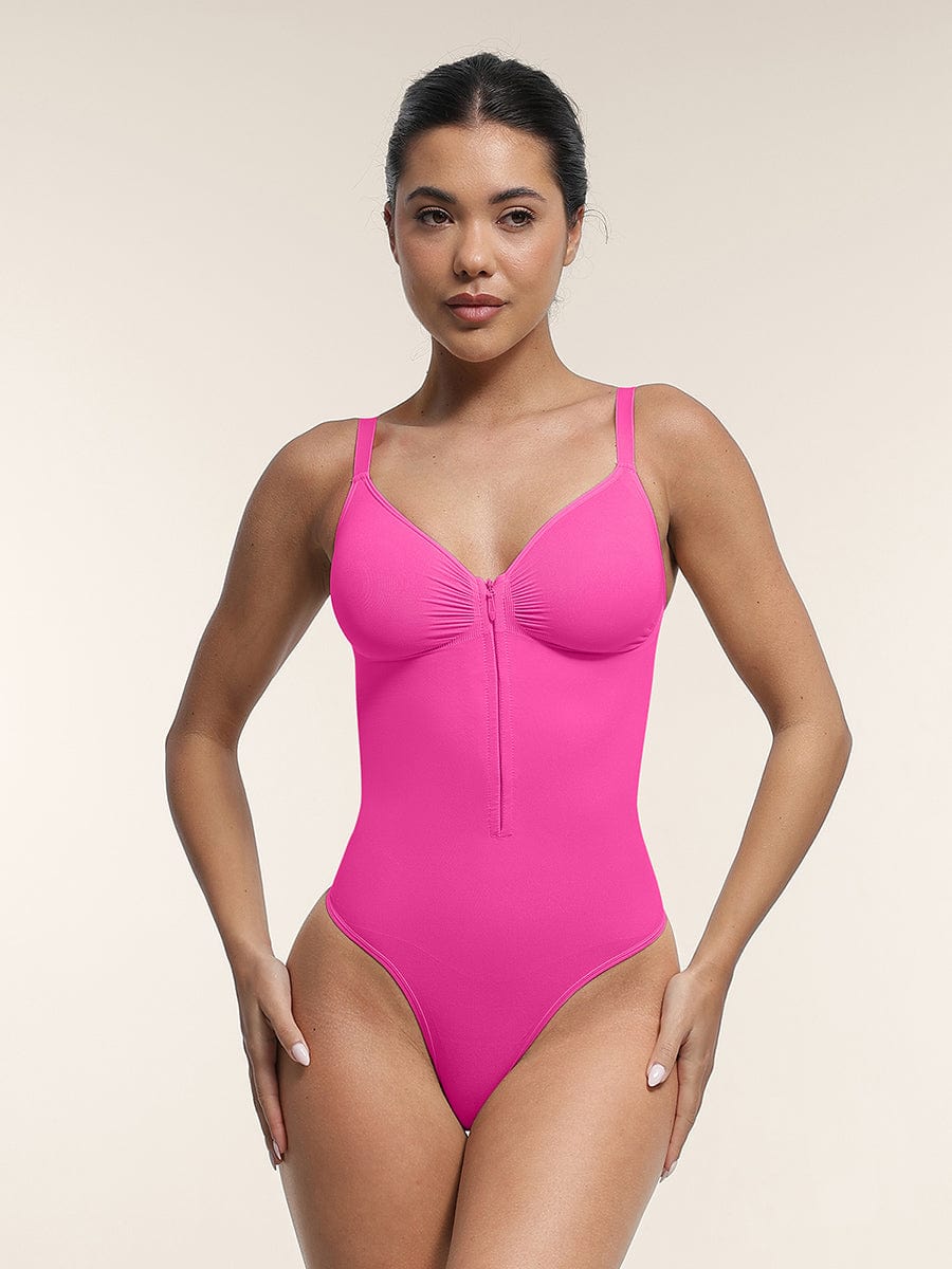 Shaping body with zipper and hooks