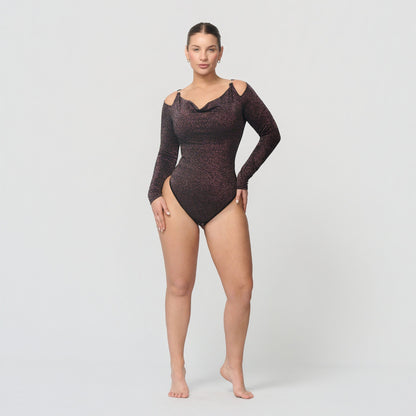 Shaping body with draped neckline