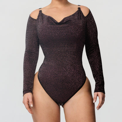Shaping body with draped neckline