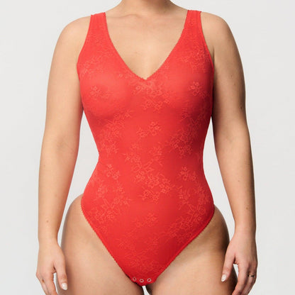 Seamless lace body with V-neckline