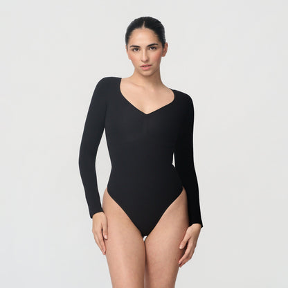 Seamless shaping body with long sleeves