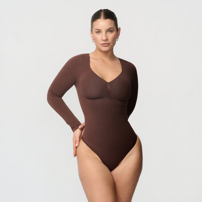 Seamless shaping body with long sleeves