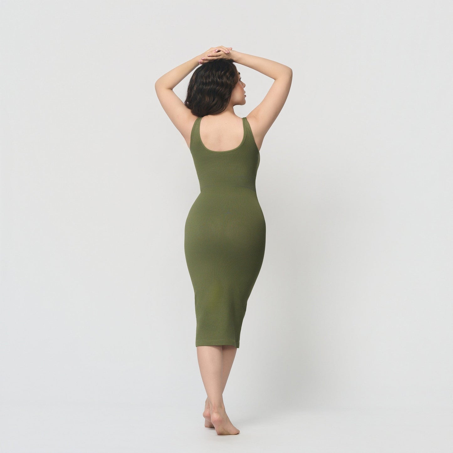 Seamless shaping dress with deep V-neckline