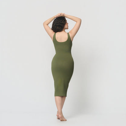 Seamless shaping dress with deep V-neckline