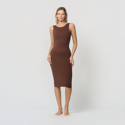 Seamless shaping dress with deep back
