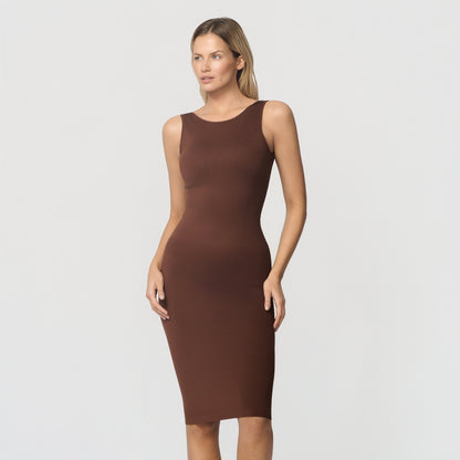 Seamless shaping dress with deep back